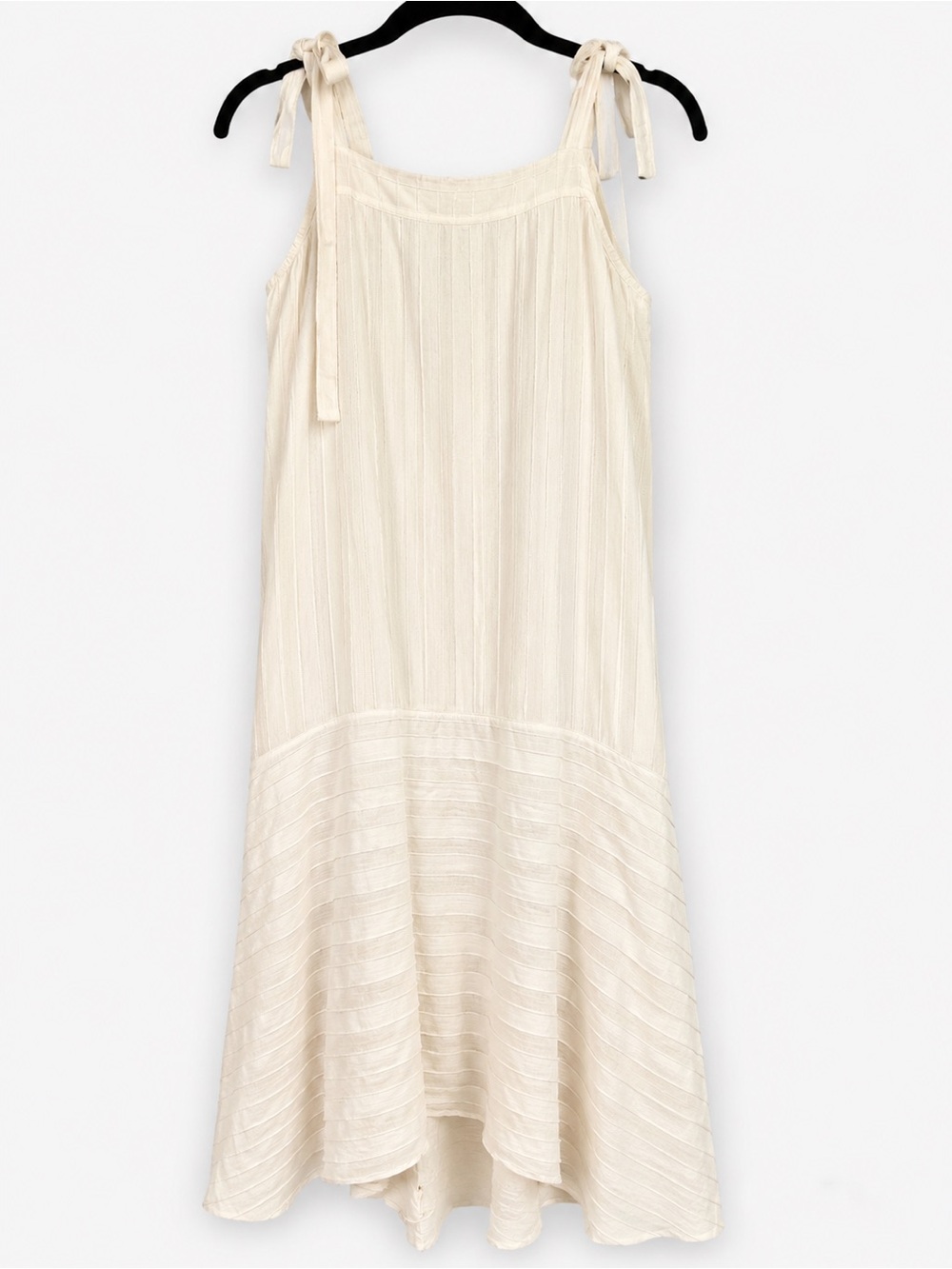En Saison Ivory Tie Strap Textured Midi Dress Nwt Size Large Romantic